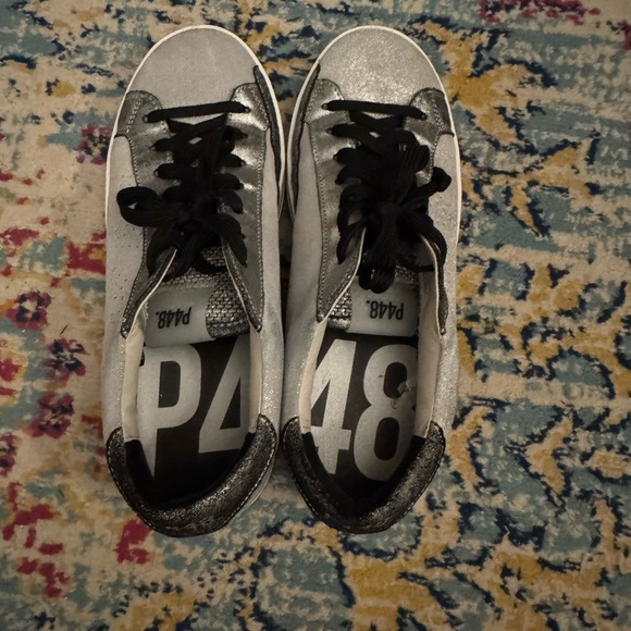 P448 Silver and Black Glitter Sneakers - Picture 3 of 5